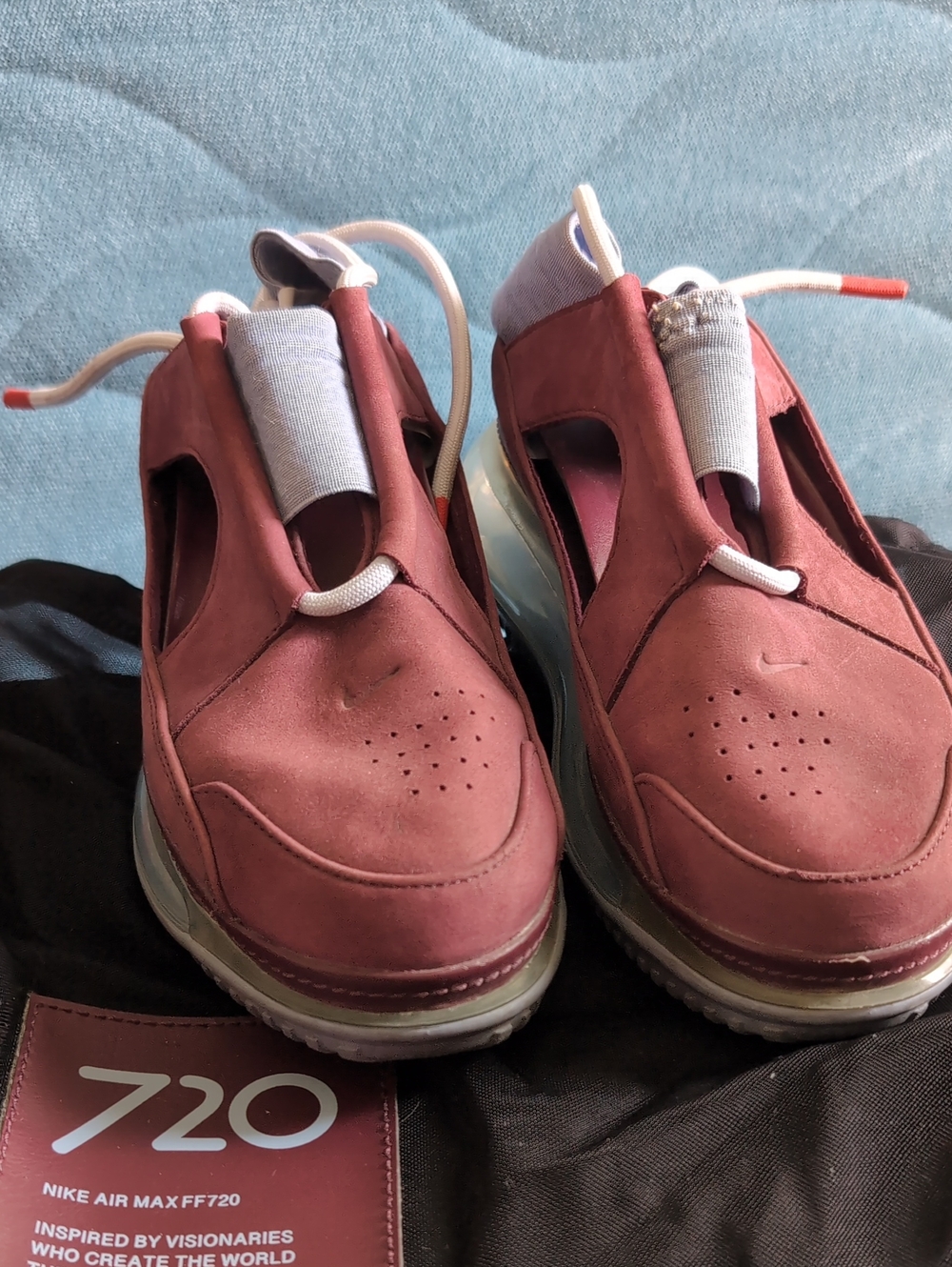 Nike Air Max 720 Slip-On Sneakers in Burgundy and Light Gray